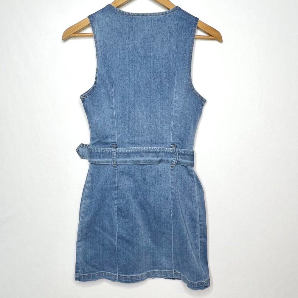Rewash 90s Style Denim Belted Bodycon Dress Small - Picture 3 of 8